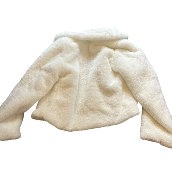 LIlax Girls 7 white Faux Fur Jacket coat formal open front teddy chunky soft - Picture 4 of 6